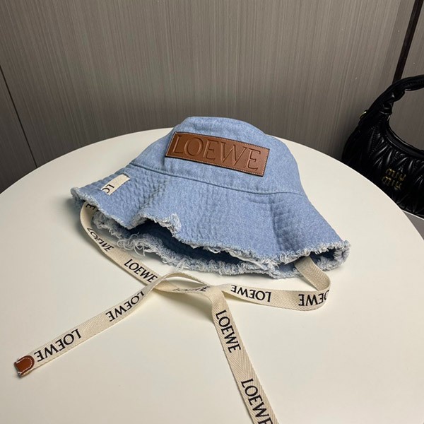 お出かけに最適♪ロエベ フレイド フィッシャーマン ハット 偽物 (デニム＆カーフ) loa20552